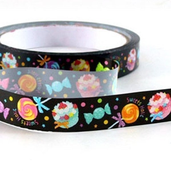 Kawaii Deco Tape Adhesive Stickers - Sweet Candies and Lollipops 25 METERS DT24