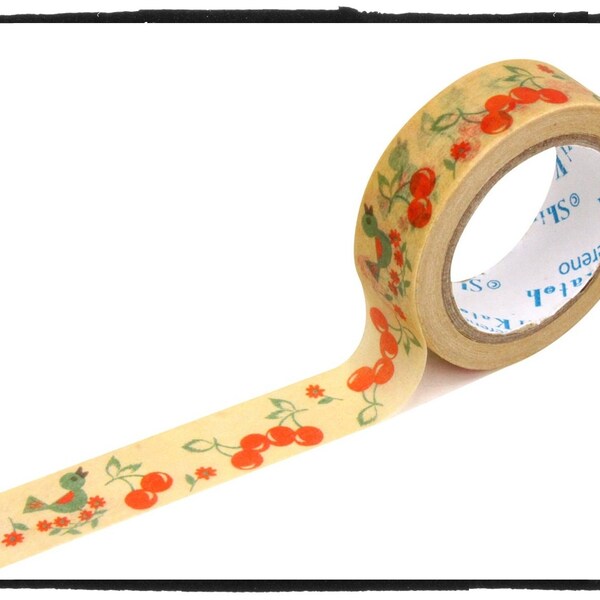 Cherry & bird Washi Tape Full Roll WT335 11yards by Shinzi Katoh