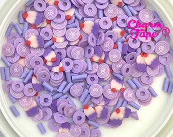 Lilac purple sprinkles Mix, Confetti polymer clay slices Fimo Topping Tiny Decoden Faux Miniature SP431