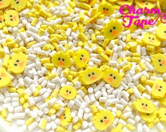 Easter Chick sprinkles Mix, Confetti polymer clay slices Fimo Topping Tiny Decoden Faux Miniature SP406