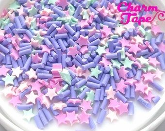 Pastel Galaxy sprinkles Mix, Confetti polymer clay slices Fimo Topping Tiny Decoden Faux Miniature SP403