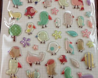 Bird Gel Sticker Set Deco Puffy Sticker 1 Sheets