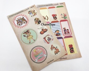 Vintage Style Kid Paper Stickers pre-cut 10 sheets vol 2 SS1024