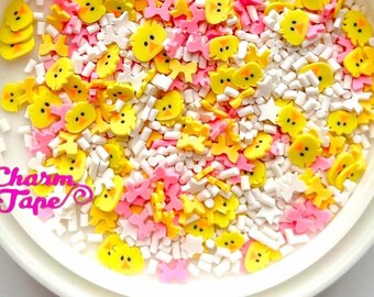 Easter Chick sprinkles Mix, Confetti polymer clay slices Fimo Topping Tiny Decoden Faux Miniature SP408