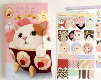 Choo Choo cat Paper & PVC Stickers 8 Sheets with folder (F) SS475