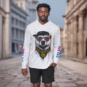 Mens Athletic Warmup Hoodie, Lightweight Workout Pullover, Graphic style Streetwear, UPF 50 Gym Hoodie, Fitness Gift for Him