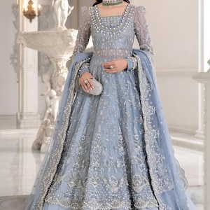 Custom Stitch Pakistan Indian Women Maxi, Maria B Designer, Hand Made Lehenga, Fully Embroidered, Wedding Wear, Ready Made, Formal Event.