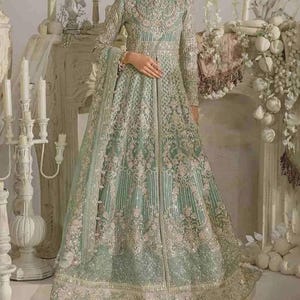 Custom Stitch Pakistan Indian Women Maxi, Maria B Designer, Hand Made Lehenga, Fully Embroidered, Wedding Wear, Ready Made, Formal Event.