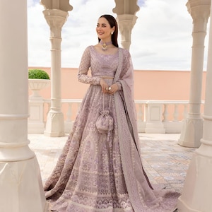 Embroidered Net Lehenga: Pakistani Indian Wedding Maxi Dress