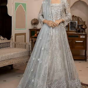 Pakistan Indian Women Maxi, Maria B Designer, Hand Made Lehenga, Fully Embroidered, Wedding Wear, Ready Made, Formal Event.