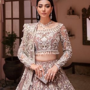 Custom Stitch Pakistan Indian Women Maxi, Maria B Designer, Hand Made Lehenga, Fully Embroidered, Wedding Wear, Ready Made, Formal Event.