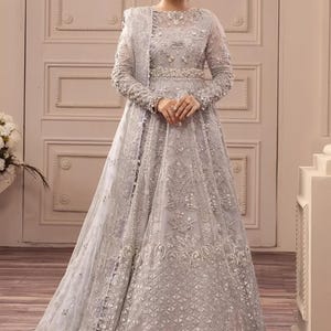 Custom Stitch Pakistan Indian Women Maxi, Maria B Designer, Hand Made Lehenga, Fully Embroidered, Wedding Wear, Ready Made, Formal Event.