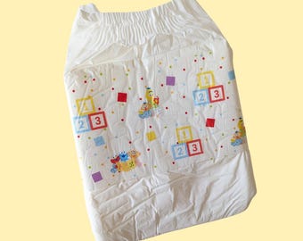 ABDL Vintage inspirierte ABC 123 Cartoon klare Windel-Bänder