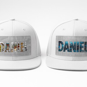 Personalized Cartoon Name Hat - Custom Name Embroidered With Cute Characters - Unique Gift For Kids & Adults - Customizable Snapback Cap