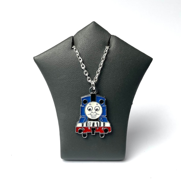 Thomas the Tank Engine Inspired Thomas Necklace - Enamel Pendant Charm Silver Plated Chain