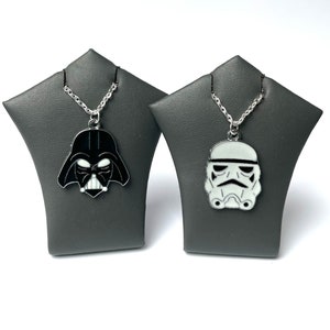 Star Wars Charm Necklace - Darth Vader or Stormtrooper Pendant on Silver Plated Chain