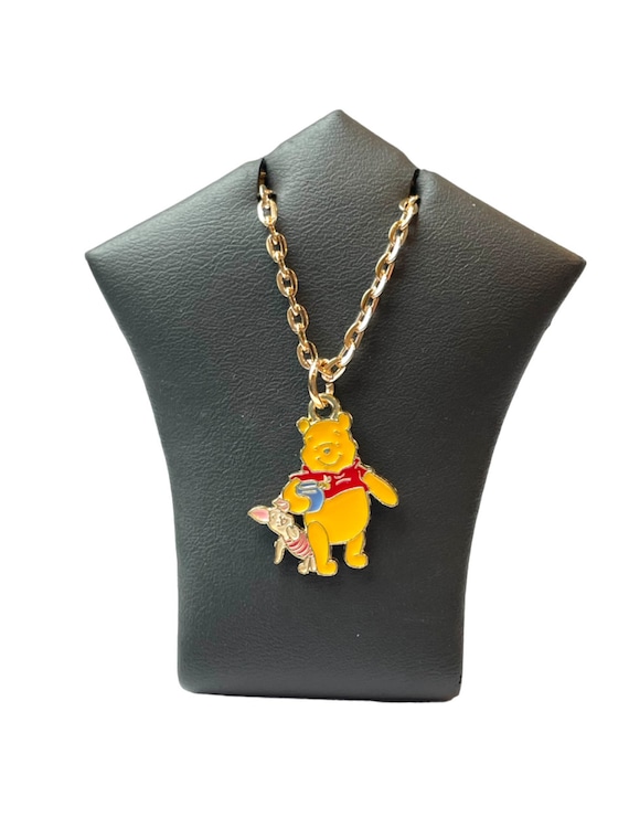 Cartoon Winnie the Pooh Bear Piglet Necklace Enamel Pendant Charm Light  Gold Plated Chain