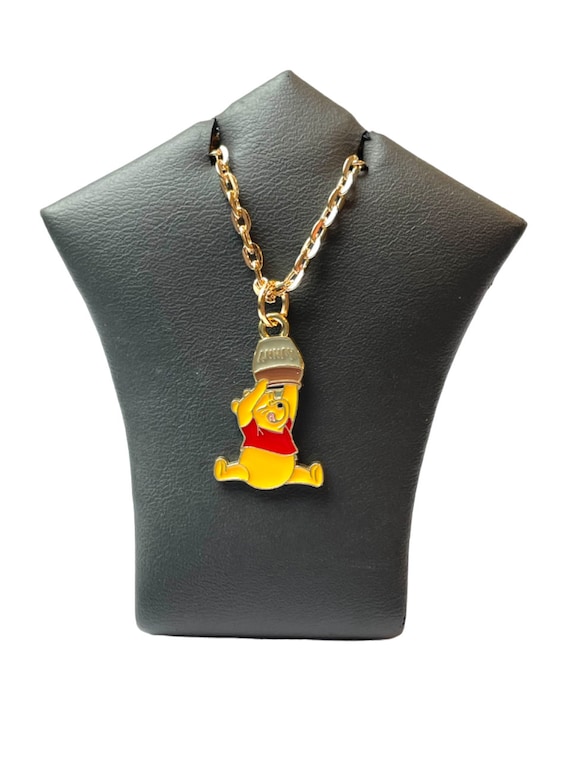 Cartoon Winnie the Pooh Bear Honey Pot Necklace Enamel Pendant