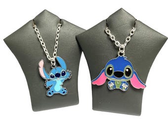 Cartoon Lilo & Stitch Inspired Stitch Necklace - Enamel Pendant Charm Silver Plated Chain