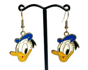 Urocze złote kolczyki z kaczką, biżuteria z kaczką z kreskówek, kolczyki i brelok z motywem zwierzątek w stylu kawaii