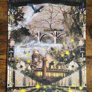Foggy Richmond Mornings | Print | RVA | James River | Richmond Art | RVA Coffee Stain