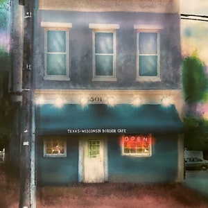 Texas-Wisconsin Border Café Print | Richmond, VA | Richmond Art | RVA | RVA Coffee Stain