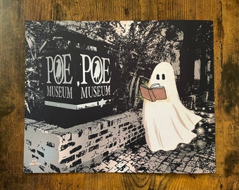The Happy Reading Richmond Ghost | 8x10 Print | Richmond Print | Halloween Decor | Richmond Halloween