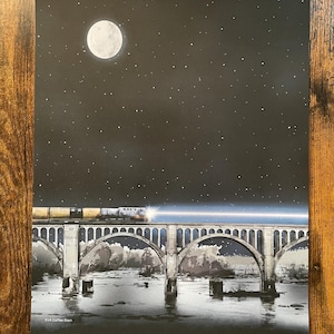 Richmond VA Train Bridge At Night | RVA | Richmond Art | Richmond Gift | Illustration | Richmond Bridge