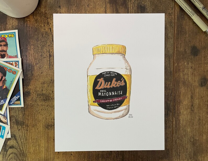 Jar of Dukes Mayo Drawing 8x10 Card Stock Print Kitchen Etsy