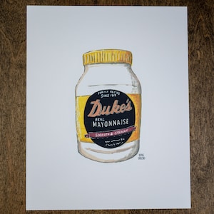 Jar of Duke’s Mayo drawing | Card Stock Print | Kitchen Art | RVA Coffee Stain