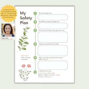 Plano de Crise de Saúde Mental | Modelo de Plano de Segurança Preenchível (PDF Imprimível e Editável + Canva)