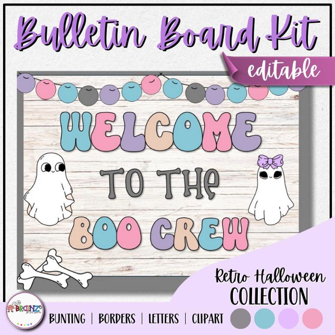 Halloween Classroom Bulletin Board: Editable Retro Groovy Theme Decor ...