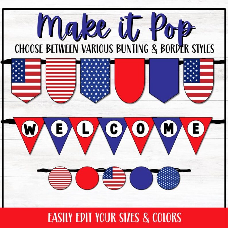 4th of July Classroom Decor Printable | Patriotic Bulletin Board Kit ...