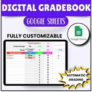 Google Sheets Teacher Gradebook | Student Assignment Tracker | Automatic Averages | Subject Grades Dashboard | Digital Classroom Tool