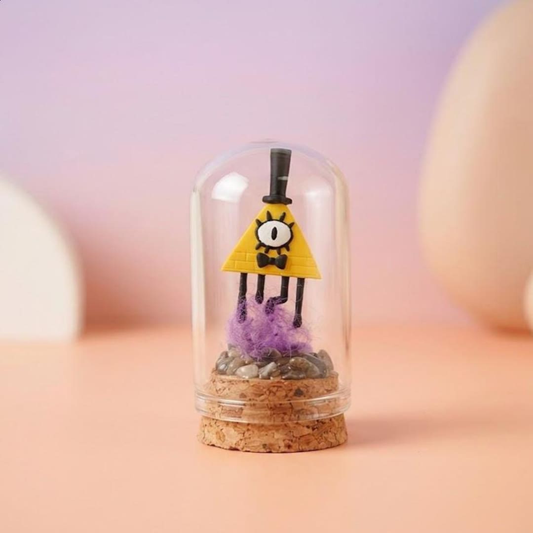 Bill Cipher Miniature Diorama in Glass Dome Gravity Falls Inspired Desk ...