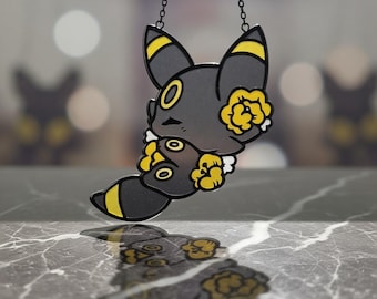 Paraplu suncatcher raam hangend, kunstharsdecor, anime minnaar cadeau, gele bloemen donkere kunst