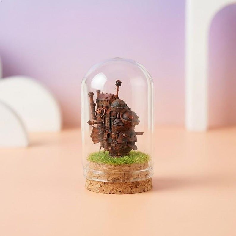 Spirited Away Miniature Glass Figure| No Face And Chihiro Glass Dome | Ghibli Inspired Gift Anime Gift Decor Howl's Castle