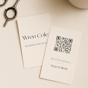 Stylist QR Minimal Business Card Template | Editable Canva Download | Modern Salon Design