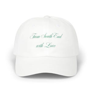From South End with Love, casquette pour papa classique - chapeau blanc décontracté, couvre-chef élégant, accessoire d'été, quartier de Boston