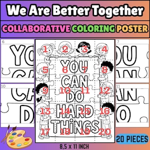 Back to School Puzzle Poster: Collaborative Coloring Activity (20 Pages PDF