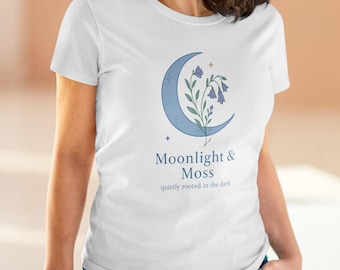 Botanical Crescent Moon T-Shirt: Soft Cotton Lunar Graphic Tee
