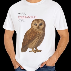 Owl shirt, Comfort Colors, Enchanted Owl T-Shirt, Wise Owl Tee, Nature Lover Gift,  Animal Graphic Tee, Unique Wildlife Apparel
