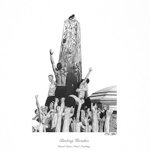 Climbing Herndon Monument Hand Drawn US Naval Academy Art Print Navy Gift for Alumni and Retirees