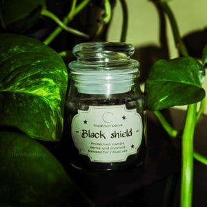 BLACK SHIELD CANDLE - Ritual spell candle - warding & banish negativity