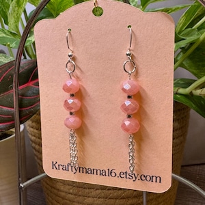 Dangle Earrings. Long Earrings. Silver Earrings. Faceted Glass Beads. Tassle Earrings