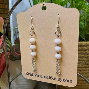 Dangle Earrings. Long Earrings. Silver Earrings. Glass Beads. Tassle Earrings