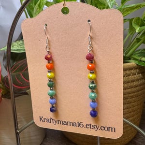 Handcrafted Rainbow Glass Bead Dangle Earrings