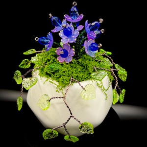 Beaded Flowering Plant: Terracotta Pot Suncatcher Crystal