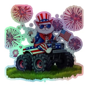 4 luglio Uncle Kitty Monster Truck - Adesivi olografici