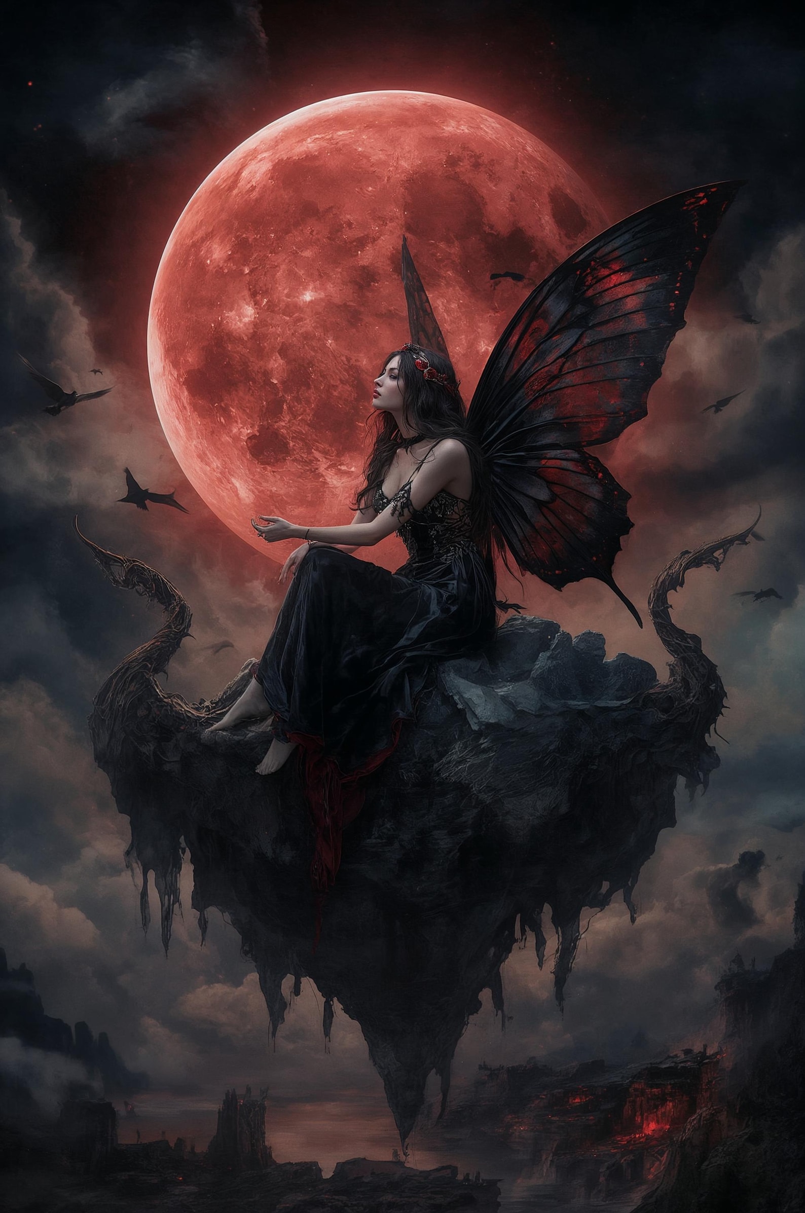 Gothic Queen Digital Art | Dark Fantasy Celestial Wall Decor | Blood ...